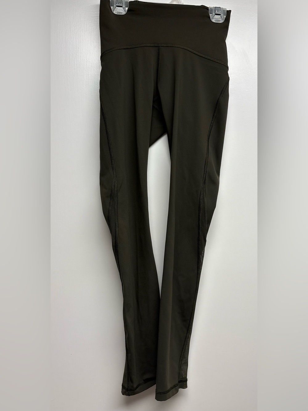 Lululemon Train Times Dark Olive Mesh 7/8 Leggings Size 2 W5BJOS